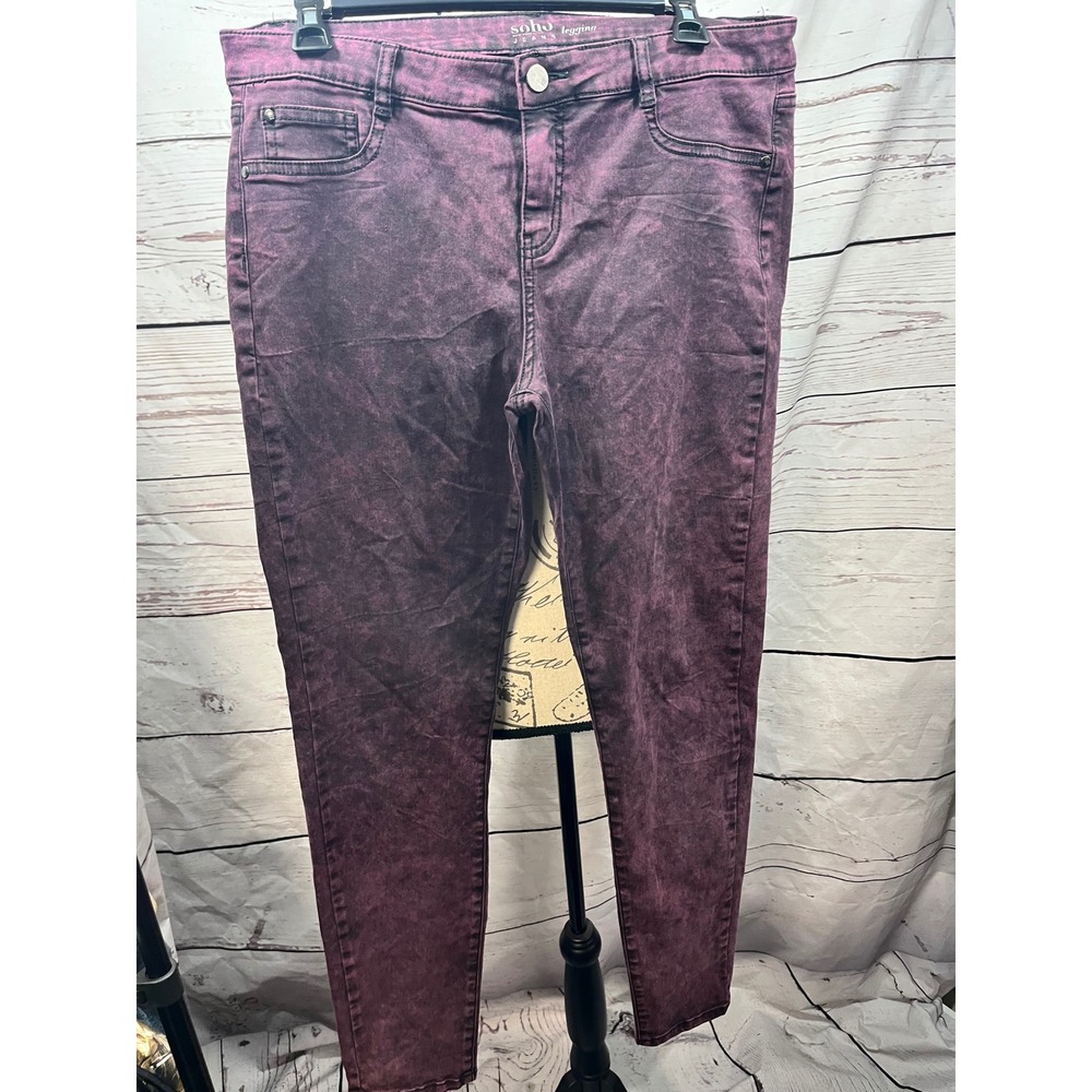 New York & Company Soho Legging Jeans Womens 10 Plum Purple Acid Wash Skinny